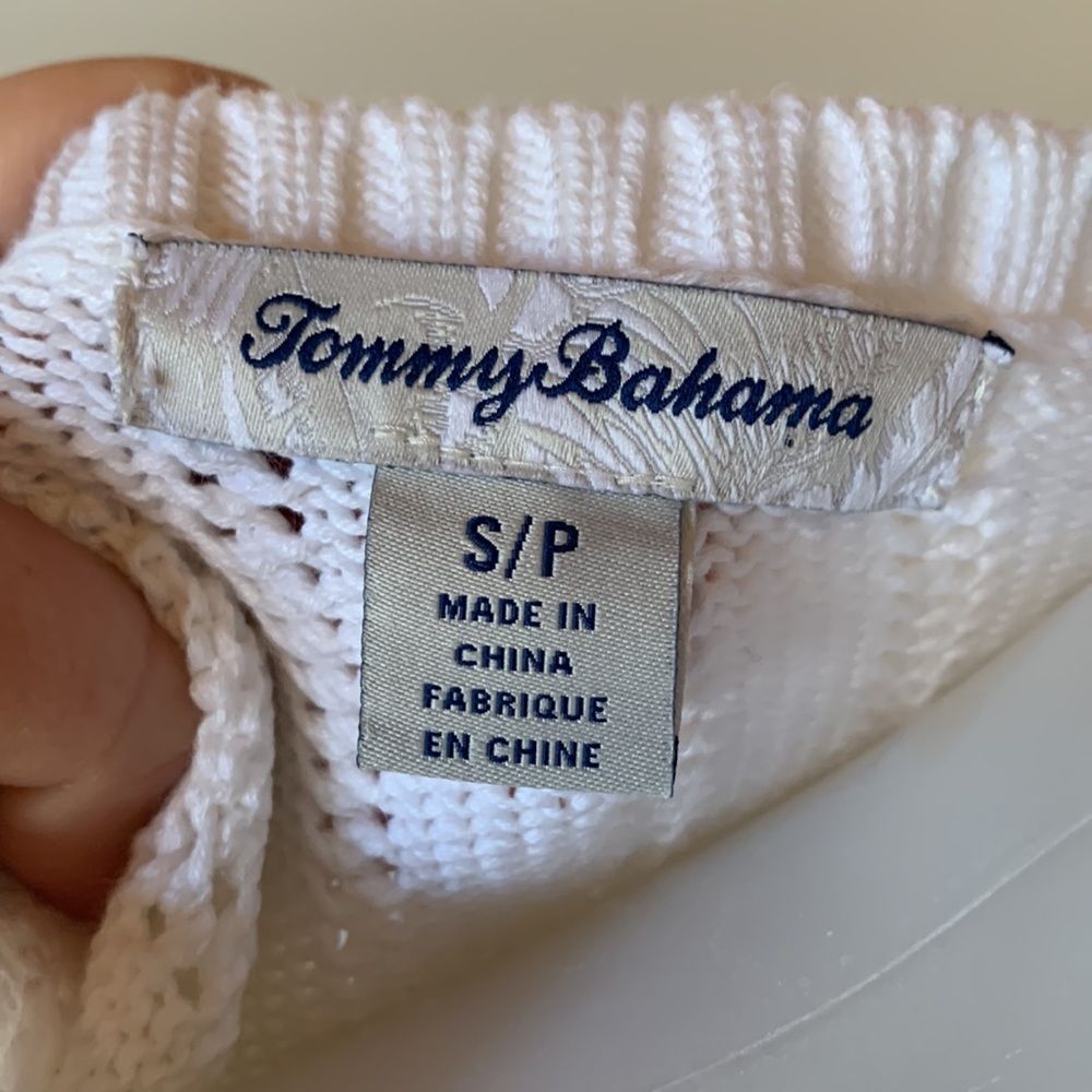 [Tommy Bahama] Navy/White Striped Knit Blouse - Size Small - Picture 4 of 5
